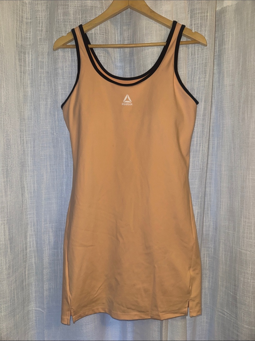 Reebok Athletic Tank Dress with Shorts Peach Tan with Black Trim Women’s L